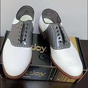 Vintage Footjoy Classics Mens Golf Shoes-Style 51763-New - White/Gray-12 EEE